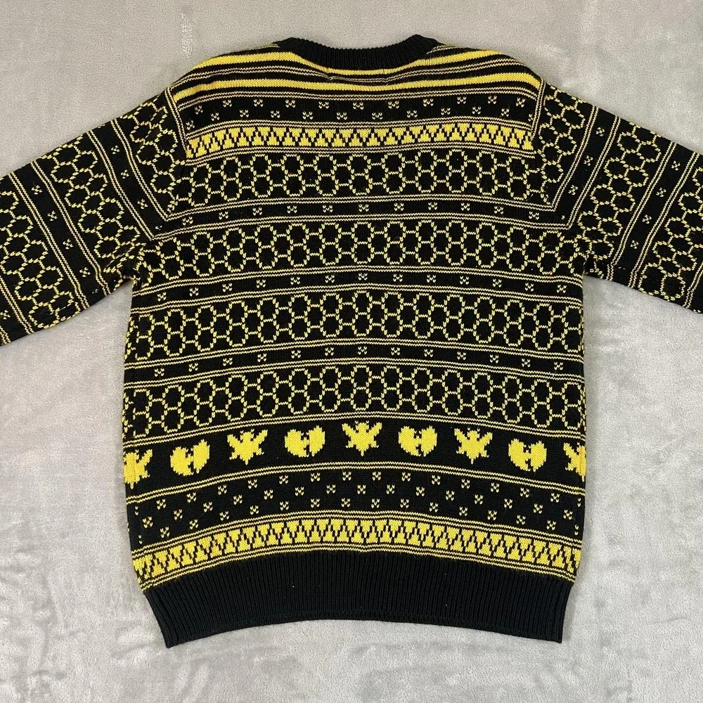 Live Nation Wu-Tang Clan Sweater Mens Large Black Yellow Fair Isle Knit Pullover